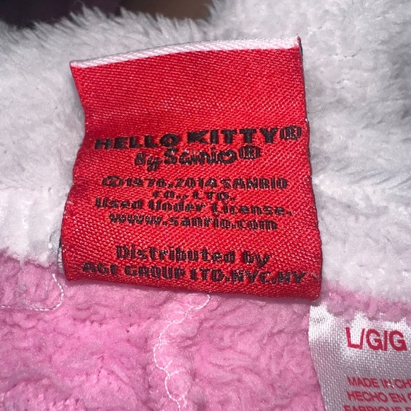 RARE Hello Kitty 2014 Pink & White Fleece Hooded Onesie – Adult Large (L/G) - Picture 4 of 5